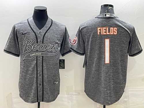 Men's Chicago Bears #1 Justin Fields Gray With Patch Cool Base Stitched Baseball Jersey,We sell and wholesale Men's Chicago Bears #1 Justin Fields Gray With Patch Cool Base Stitched Baseball Jersey on line form chian!